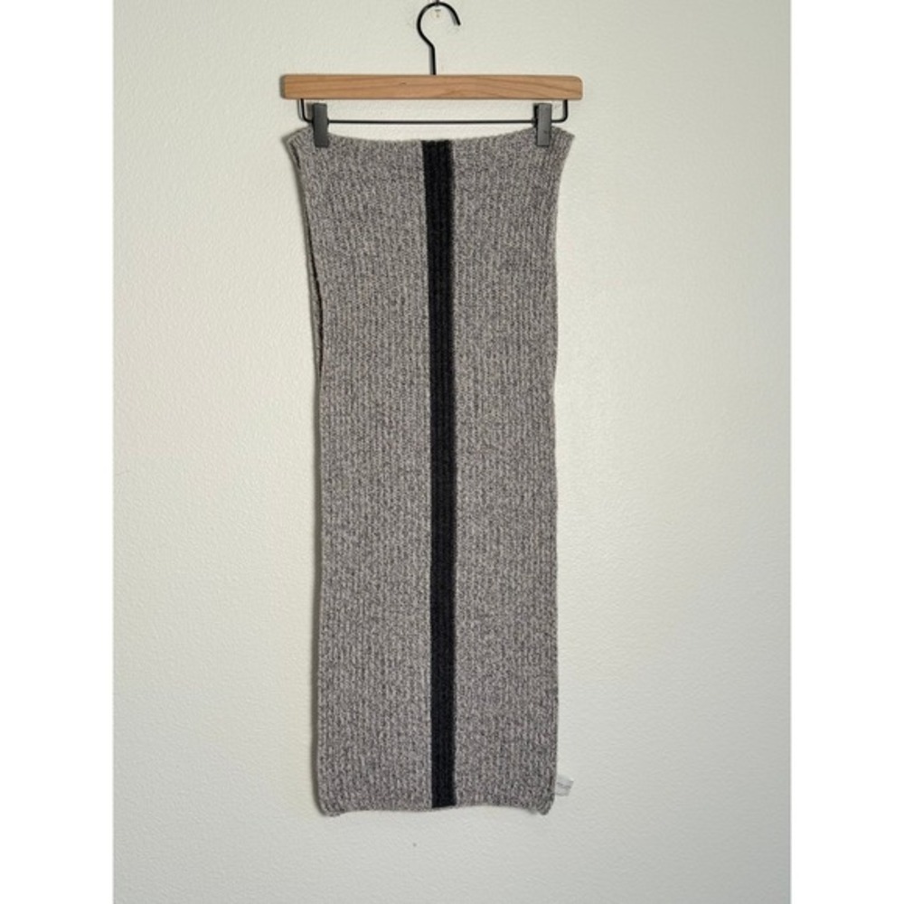 John Lewis Scarf Grey Soft Cashmere Ribbed Knit Striped Winter Luxury Minimalist